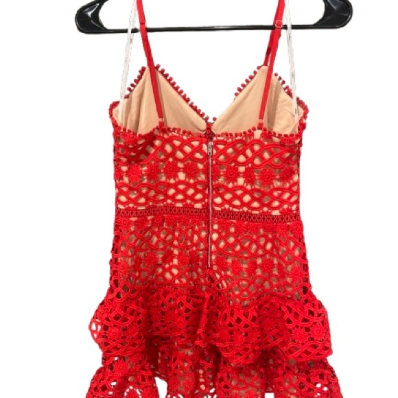 NWOT Lulus Beauty and Lace Red and Nude Crochet Lace Mini Dress Size Small - Picture 8 of 8